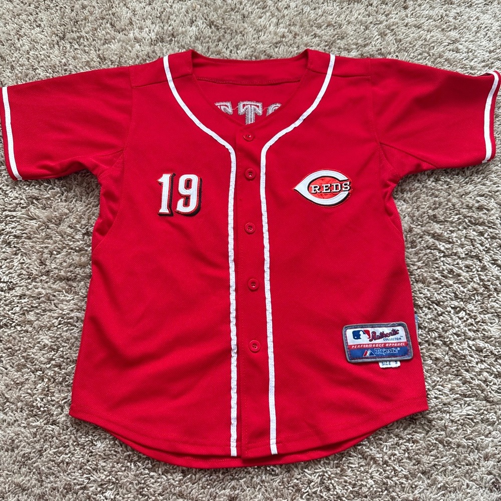 Y2K Majestic Cincinnati Reds Joey Votto 19 Baseball Jersey Red Small S CoolBase